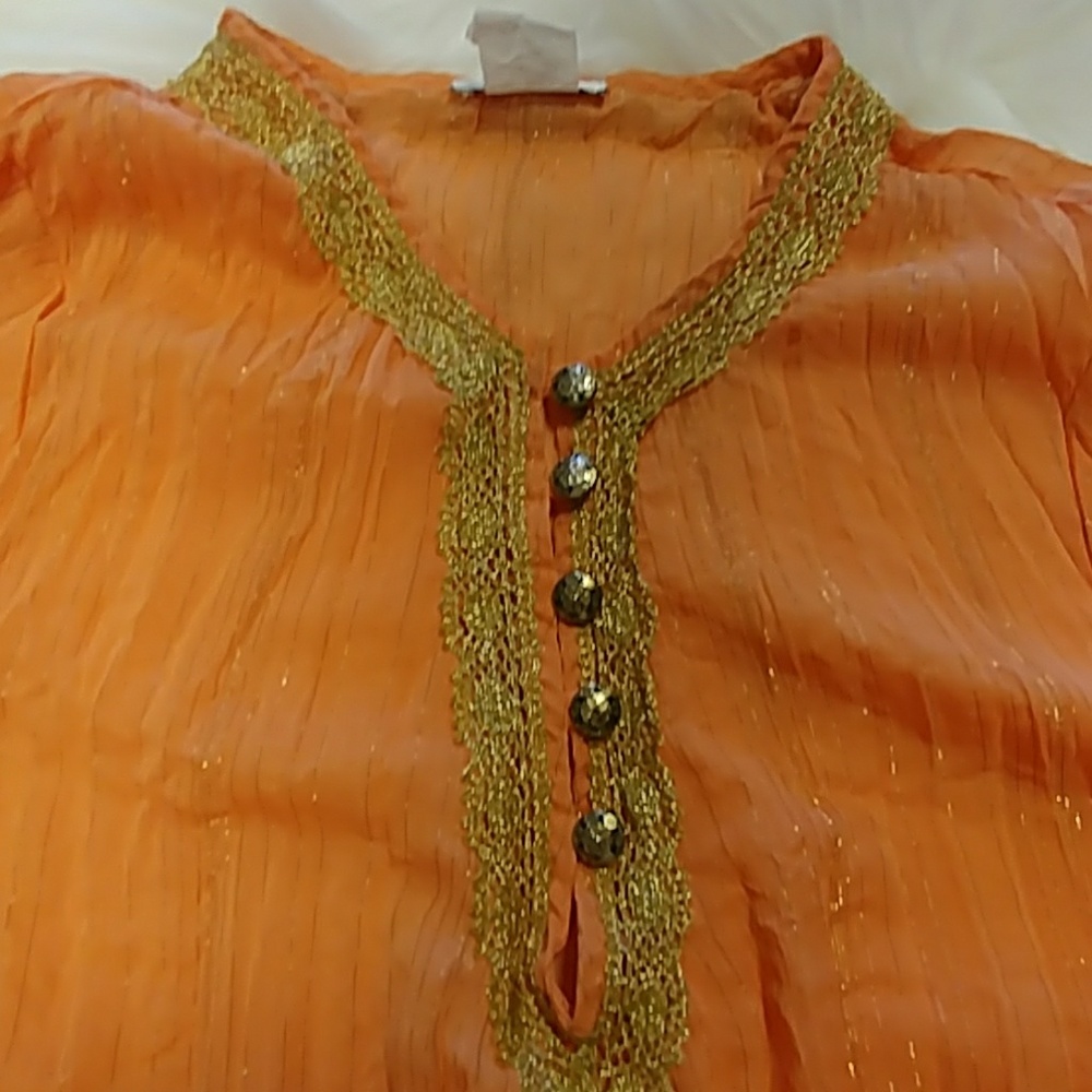 Cache Gauze & Metallic Sheer Blouse - image 8